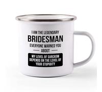 Proposal Camper Mug White 12oz - Legendary Bridesman - Dad Romantic Marriage Relationship Fiancee Engagement Wedding Day Step Dad Mam Best Friend Future Husband Wife