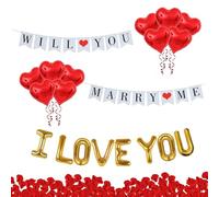 Proposal Decorations - Will You Marry Me Banner I Love You Banner Heart Balloons Rose Petals, Engagement Decorations, Wedding Garden Decorations, Marriage Proposal, Valentines Decorations Package