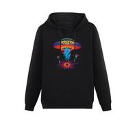 propr Mens Long Sleeve Hoody Fashion Boston Rock Band Spaceship Distressed Hoody Black XL