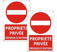 Propriété Privée Défense D'entrer Aluminium Réfléchissant 20 x 30 cm, 2 Pieces Panneau Propriée Privée Metal Défense D'entrer, Resistant aux UV, Imperméable, Avec Trous Percés