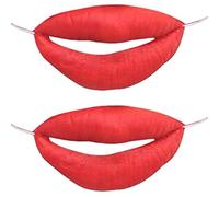 Props Funny Toys 2PCS Fake Lips, Sausage Mouth Funny Toys, Latex Red Lip Props with String Lip April Fools Day Joking Big Sausage Lips for Cosplay Cartoon Red Decor