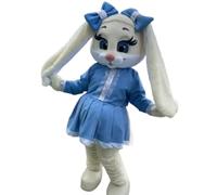 PROPSCOS Blue Dress White Rabbit Mascot Costume for Halloween Christmas Carnival Fancy Party Advertising Cartoon Outfit