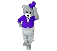 PROPSCOS Purple Suit Bear Mascot Costume Walking Doll Cartoon Character Halloween Carnival Advertising Makeup Outfit