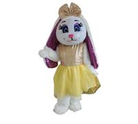 PROPSCOS Yellow Dress White Long Fur Rabbit Mascot Costume Unisex Adults Doll Suit Halloween Christmas Fancy Party Outfits