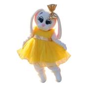 PROPSCOS Yellow Dress White Rabbit Mascot Costume Advertising Walk Adult Suit Carnival Party