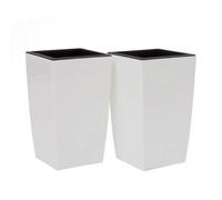 Propserplast Set of 2 Graphite COUBI TOWER flower pot with liner, new improved construction (White)