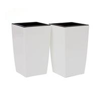 Propserplast Set of 2 Graphite COUBI TOWER flower pot with liner, new improved construction (White)