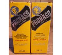 Proraso Beard Oil Wood & Spice 30ml Softens Protects Long Bristly Beards 2x Pack