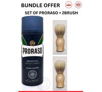 Proraso Shave Foam Can Sensitive 400ml Blue +2Brush Perfect Combo In Great Price