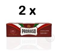 PRORASO Shaving Cream Tube Red/Coarse Hair Sandalwood & Shea 150ml 2XPACK DOUBLE