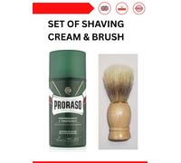 PRORASO SHAVING FOAM CAN EUCALYPTUS & MENTHOL 400ML RINFRESCANTE & Brush Set