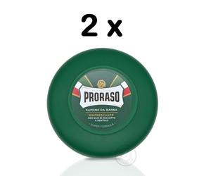 PRORASO Shaving Soap Pot Green Eucalyptus & Menthol 150ml 2XPACK DUO DOUBLE
