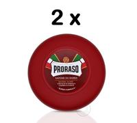 PRORASO Shaving Soap Pot Red/Coarse Hair Sandalwood & Shea 150ml 2XPACK DOUBLE