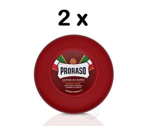 PRORASO Shaving Soap Pot Red/Coarse Hair Sandalwood & Shea 150ml 2XPACK DOUBLE
