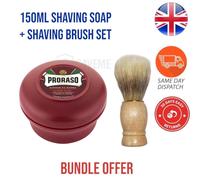 PRORASO Shaving Soap RED Coarse Sandalwood and Shea 150ml with Premium Brush