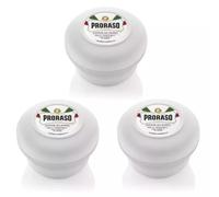 PRORASO Shaving Soap TRIPLE PACK | Green Tea and Oat Extract | 150ml White Bowl