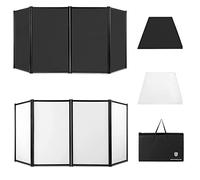 PRORECK DJ Foldable Facade Portable Event Booth Panels 4 Detachable Black Metal Frame Projector Display Scrim Panel with Carry Bag (black and white)