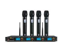 PRORECK MX44 4-Channel UHF Wireless Microphone System with 4 Hand-held Microphones Karaoke Machine for Party/Wedding/Church/Conference/Speech