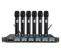 PRORECK MX66 6-Channel UHF Wireless Microphone System with 6 Hand-held Microphones Karaoke Machine for Party/Wedding/Church/Conference/Speech (628.5MHz 633.5MHz 638.5MHz 643.5MHz 648.5MHz 653.5MHz)
