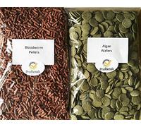 ProRezult Bloodworm Pellets and Algae Wafers Twin Pack 100g each with Spirulina Pleco Food Sinking Catfish Pleco Tropical fish Food Bottom Feeder