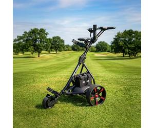 Prorider Electric Golf Trolley Lead Acid 36 Hole Battery Auto Distance Mode 9 Different Speeds Powerful 200W Motor Extra Grip Tubeless Rubberised Tread Tyres and Removable Wheels Accessories Included