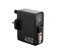 Prorock 40W Usb Fast Charger With Retractable Cable, Uk Plug