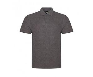PRORTX Mens Pro Pique Polo Shirt - Short Sleeve, 3 Button, Charcoal, 2XL, Plain Design
