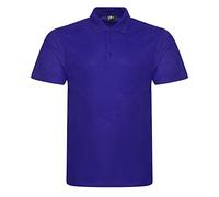 PRORTX Mens Pro Pique Polo Shirt - Short Sleeve, 3 Button, Plain Design, Purple, 3XL