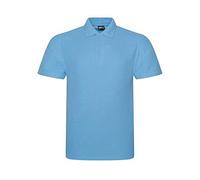 PRORTX Mens Pro Pique Polo Shirt - Short Sleeve, Ribbed Collar, Sky Blue, Size M