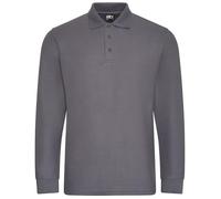PRORTX RX102 Mens Long Sleeve Pique Polo Shirt - Solid Grey - S