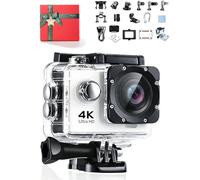 Proryder Vision 4k+ Camera, Wide Angle Lens, 30m Underwater Waterproof,Proryder Motorcycle Camera with Noise Cancellation ＆ Shake Stabilization,Can Installed on Helmet,Limitless Battery Life (White)