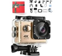 Proryder Vision 4k+ Camera, Wide Angle Lens, 30m Underwater Waterproof,Proryder Motorcycle Camera with Noise Cancellation ＆ Shake Stabilization,Can Installed on Helmet,Limitless Battery Life (Gold)