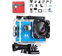 Proryder Vision 4k+ Camera, Wide Angle Lens, 30m Underwater Waterproof,Proryder Motorcycle Camera with Noise Cancellation ＆ Shake Stabilization,Can Installed on Helmet,Limitless Battery Life (Blue)