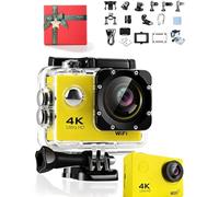 Proryder Vision 4k+ Camera, Wide Angle Lens, 30m Underwater Waterproof,Proryder Motorcycle Camera with Noise Cancellation ＆ Shake Stabilization,Can Installed on Helmet,Limitless Battery Life (Yellow)