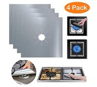 Pros® Pack of 4 Silver Reusable Non Stick Gas Stove Protector Hob Range Burner Top Cooker Stove Cover Protector Mats Easy to Clean