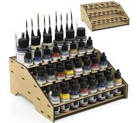 PROSCALE Paint Rack Organizer for Miniature & Model Paints Tabletop Paint Stand with 26mm & 36mm Holes Brush & Tool Holder Artist Room Compatible with Vallejo, Army Painter, AK (Module A)