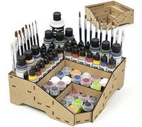 PROSCALE Universal Corner Paint Organizer for Miniatures Modeling Artists, Modular corner Paint Holder + Brush/Tool Compatible with Citadel, Vallejo, Army Painter, Tamiya, others (Module D)