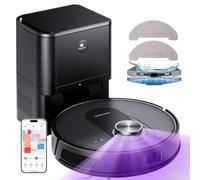 Proscenic Self-Emptying Robot Vacuum Cleaner with Mop, 10000Pa Strong Suction, 200Mins Rountine, Lidar Navigation, Auto-Charging Robotic Vacuums, APP/Remote/Voice Control for Floors, Carpets, Pet Hair
