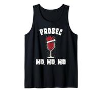 Prosec Ho, Ho, Ho Santa Hat Red Wine Glas Christmas Tank Top