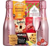 Prosecco and Chocolate Hamper Gift Set in Pink with 5 Indulgent Treats | Celebrate with 2 Bottles of Bottega Rose Gold Prosecco and 5 Indulgent Treats, beautifully presented and ready to gift