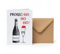 Prosecco Christmas Card with Humorous HO HO Design - Festive Greeting Card for Adults, Friends, Family & Couples - Christmas Card Gift for Holiday Parties