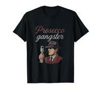 Prosecco Gangster Party Crew Wine Graphic Burgundy Silver T-Shirt
