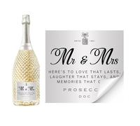 Prosecco Label Gift Ready - Premade Happy Birthday, Graduation Wedding Anniversary Mum & Wife Prosecco Gifts for Women Prefilled Silver Metallic Wine Labels Teacher Gifts (Here's to Love That)