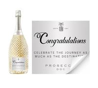 Prosecco Label Gift Ready - Premade Happy Birthday, Graduation Wedding Anniversary Mum & Wife Prosecco Gifts for Women Prefilled Silver Metallic Wine Labels Teacher Gifts (Celebrate the Journey)