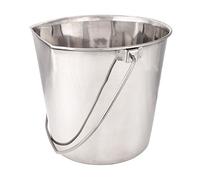 ProSelect Stainless Steel Flat Sided Pails - Durable Pails for Fences, Cages, Crates, or Kennels - 8", 4-Quart