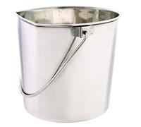 ProSelect Stainless Steel Flat Sided Pails - Durable Pails for Fences, Cages, Crates, or Kennels - 9¾", 9-Quart