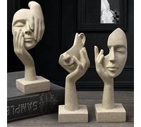 prosfalt 3 Pcs Thinker Statue,Modern Home Resin Sculptures,Collectible Figurines for Home Office Bookshelf Desktop Decor(Sandstone)
