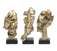 prosfalt 3 Pcs Thinker Statue, Silence is Gold Abstract Art Figurine, No Hear No See No Speak Modern Home Resin Sculptures Decorative Objects Decor for Home Office Bookshelf Desktop(Gold)