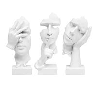 prosfalt 3 Pcs Thinker Statue, Silence is Gold Abstract Art Figurine, No Hear No See No Speak Modern Home Resin Sculptures Decorative Objects Decor for Home Office Bookshelf Desktop(White), A-41