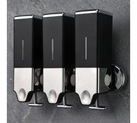 prosfalt 3 x 500ml per Cup Wall Mounted Manual Soap Dispenser for Home, Bath, Kitchen, Hotels, Restaurants. Shower and Lotion Dispenser (Black)